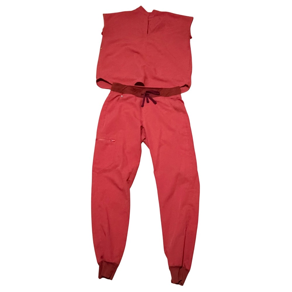 FIGS Clay Scrub Set Rafaela Mandarin Collar Top XS Zamora Jogger Pants S Nurse